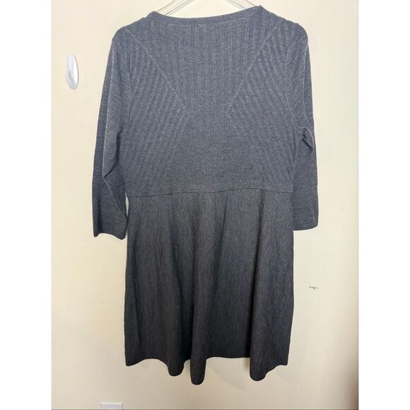 Talbots Petites Pure Merino Wool Fit & Flare Sweater Dress Gray XLP Warm Winter - Picture 4 of 4